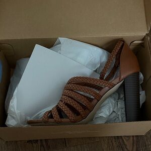 JustFab Braided Tan Heels